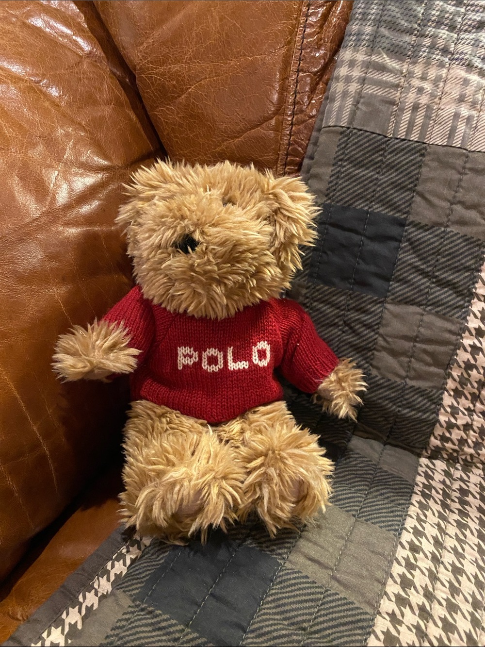 RL Polo Teddy Bear with Red Knit Sweater